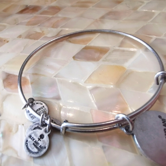Alex and Ani "Friend" flower charm bangle, Raphaelian silver - Picture 4 of 5